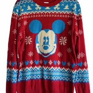 Disney Red, Blue and Cream Mickey Mouse Crewneck Sweater - Men